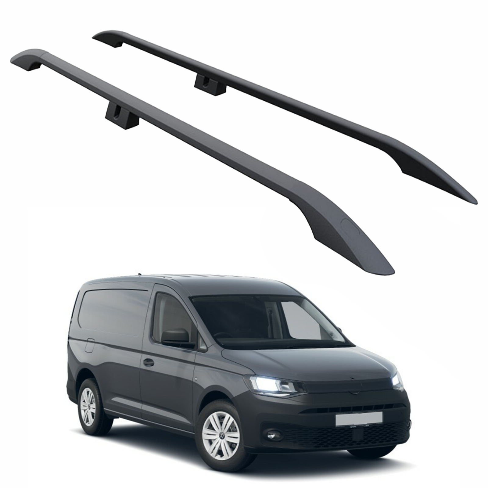 For Volkswagen Caddy V 2020-2025 Roof Side Rails, Plus Black For Volkswagen Caddy V 2020-2025 Roof Side Rails, Plus Black